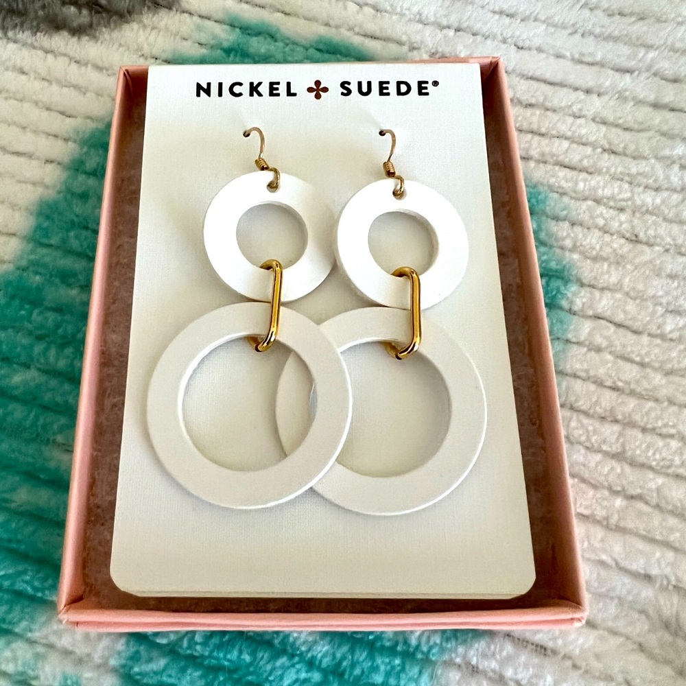 BNIB White Sloane earrings by Nickel and Suede